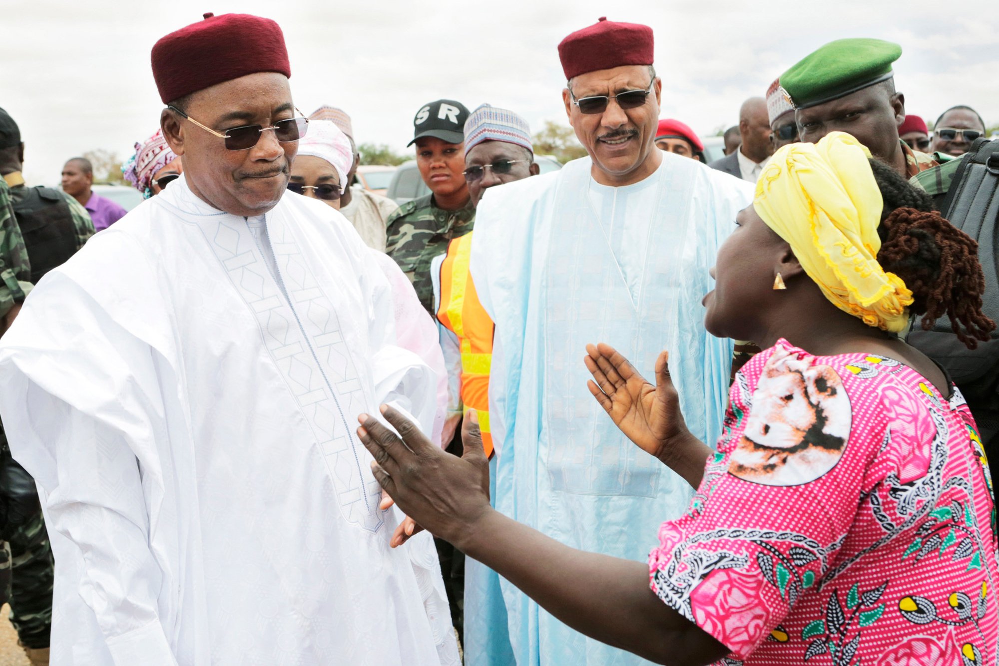 Le président Issoufou et son dauphin, Mohamed Bazoum, à Tahoua, le 5 août. © Louis Vincent pour JA