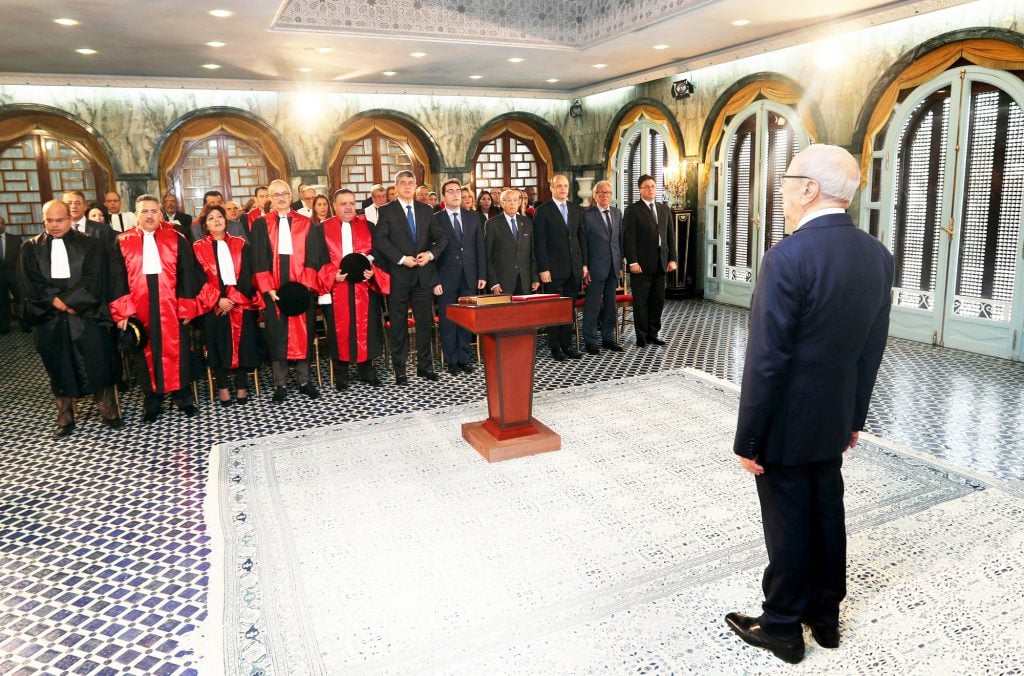 Réunion du Président Beji Caïd Essebsi avec les magistrats le 10 décembre 2016 au Palais de Carthage