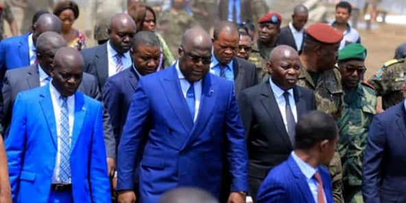 Le président congolais, Félix Tshisekedi, et son directeur de cabinet, Vital Kamerhe, lors d'une visite officielle le 2 septembre 2019.