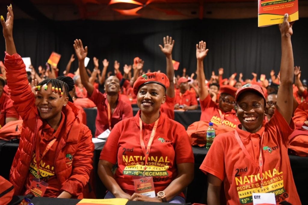 Lors du congrès des EFF à l'issue duquel Julius Malema a été reconduit à la tête du parti, le 14 décembre 2019.