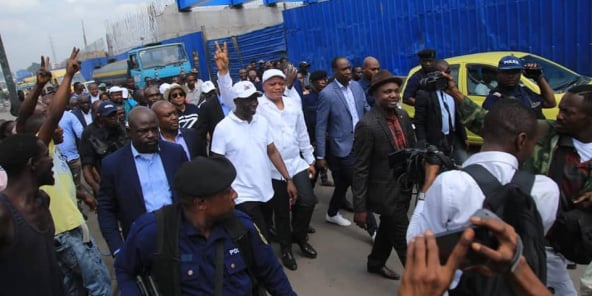 Jean-Marc Kabund-a-Kabund, lors d’une visite des chantiers des « sauts-de-mloutons », à Kinshasa, le 7 février 2020.