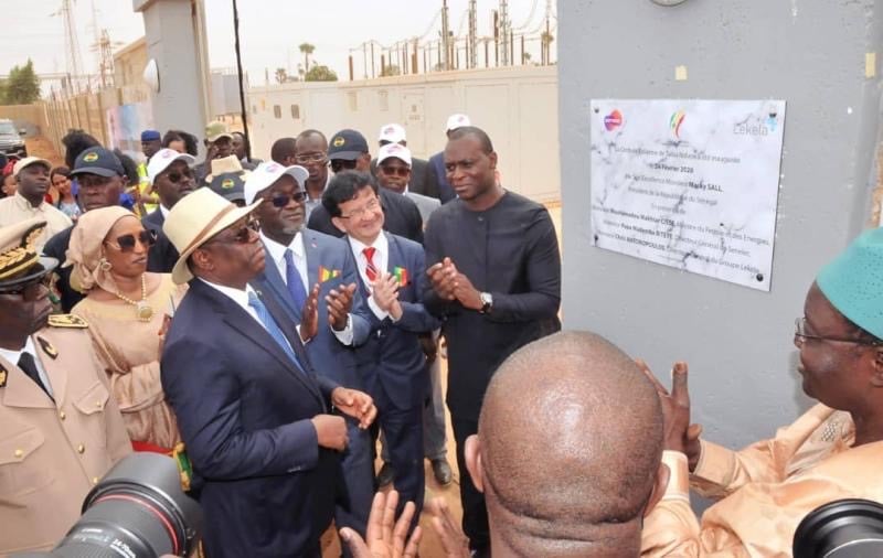 Inauguration de la centrale de Taiba N’Diaye par le président Macky Sall, à 90 km au nord de Dakar. © Lekela Power