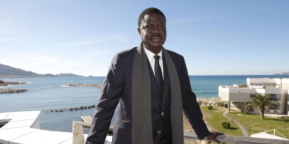 Pape Diouf lors d’une conférence de presse à Marseille, en 2014.