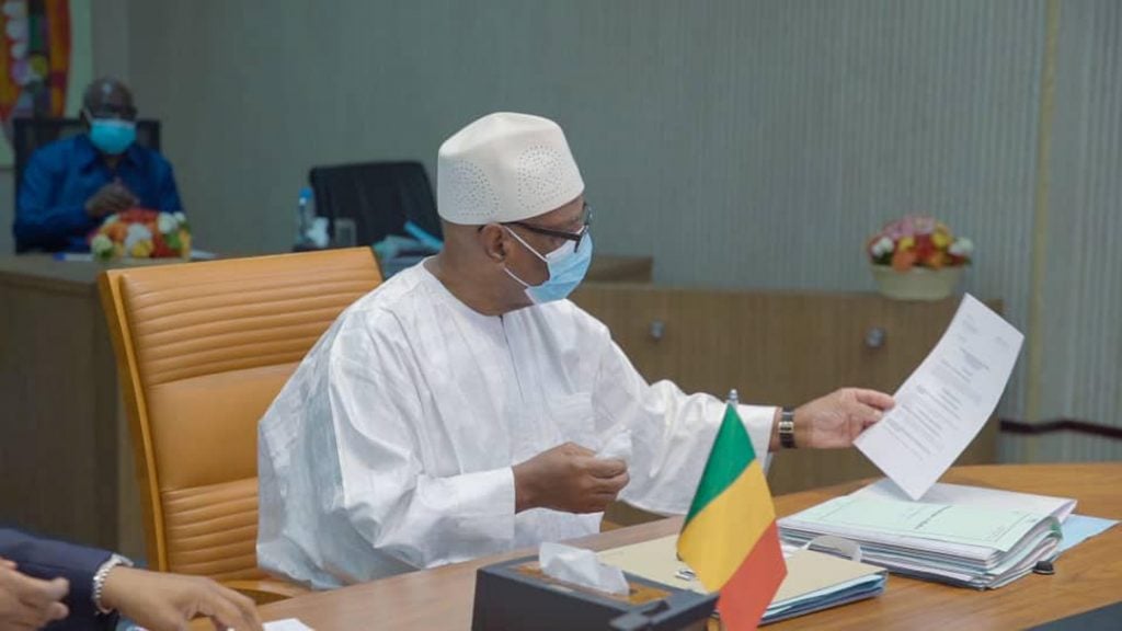 Le président malien Ibrahim Boubacar Keïta (IBK), en avril 2020. © Facebook Présidence de la République du Mali