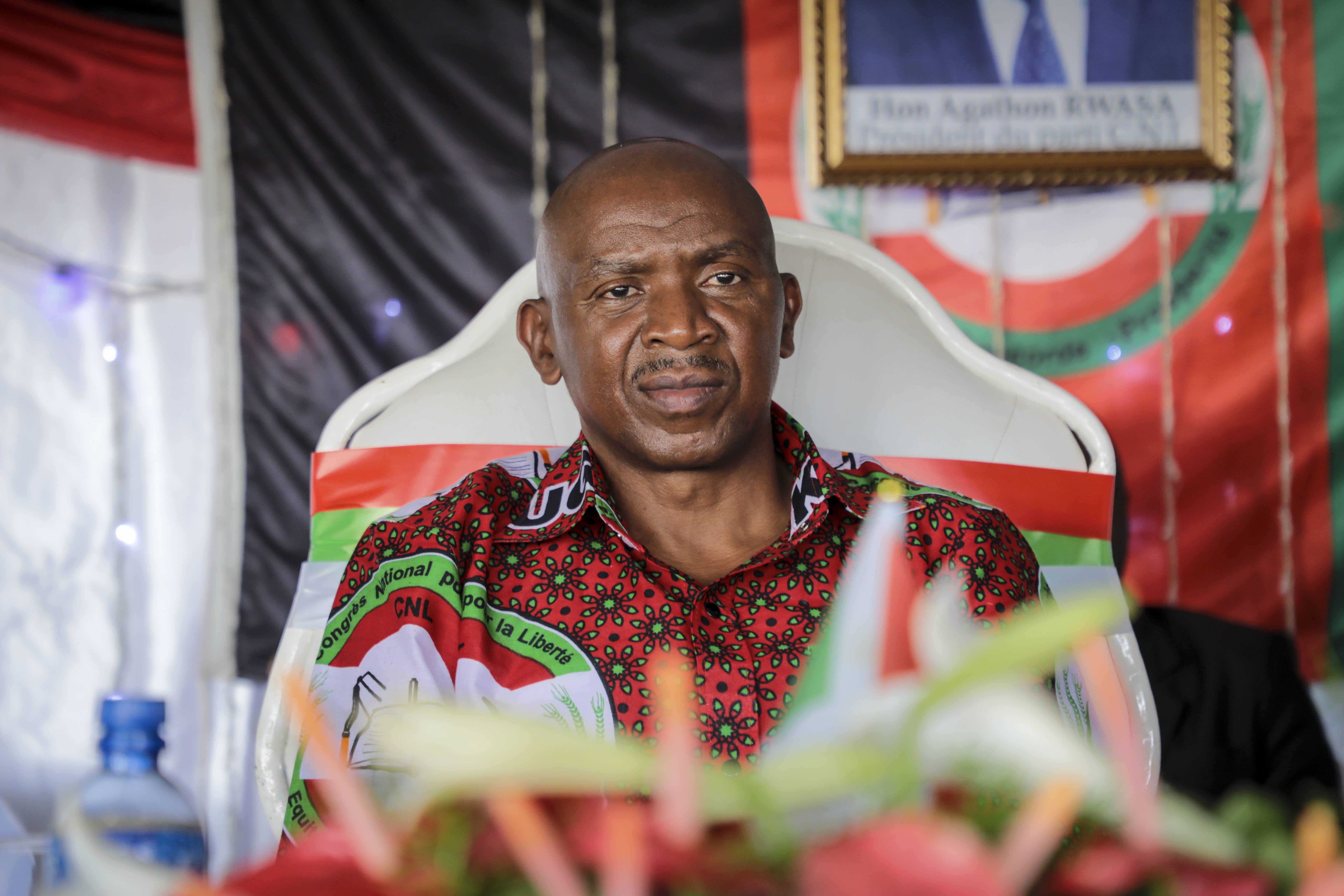 Agathon Rwasa, lors d'un meeting du CNL à Bujumbura, pendant la campagne présidentielle au Burundi, le 16 gévrier 2020.