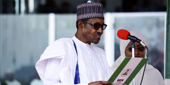 Muhammadu Buhari lors de sa prestation de serment, le 29 mai 2019 à Abuja.