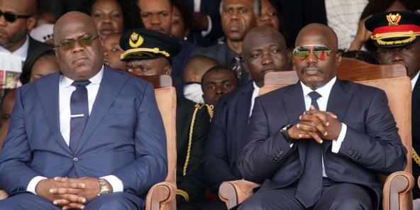 Félix Tshisekedi et Joseph Kabila lors de la cérémonie de prestation de serment du nouveau président de la RDC, le 24 janvier 2019.