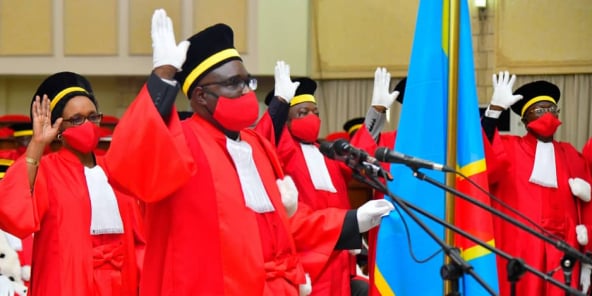 Des magistrats lors de leur prestation de serment de Félix Tshisekedi, le 4 août 2020.