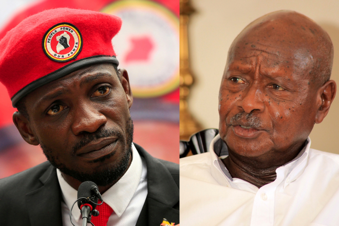 Bras de fer entre Bobi Wine et Yoweri Museveni, le rappeur militant et l'ancien 
