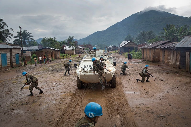 Une patrouille de la Monusco lors d'une aptrouille à Pinga, après le retrait de miliciens des NDC, en 2013.
