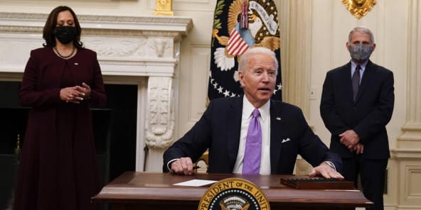 Le président américain Joe Biden, le 21 janvier 2021 à la Maison Blanche.