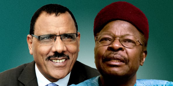 A gauche, Mohamed Bazoum ; à droite, Mahamane Ousmane.