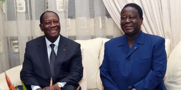 Alassane Ouattara et Henri Konan Bédié, en 2015 à Abidjan.