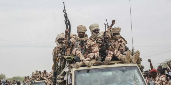 Des soldats tchadiens de retour à N’Djamena après des combats contre le Fact, le 9 mai 2021.