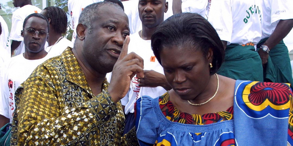 Laurent et Simone Gbagbo, à Abidjan, en septembre 2004.