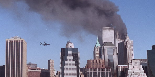 Attentat contre la tour sud du World Trade Center, à New York, le 11 septembre 2001.