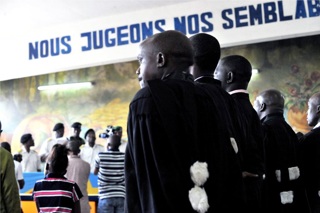 .es avocats de la défense lors du procès en premier instance, en 2012, à Kinshasa